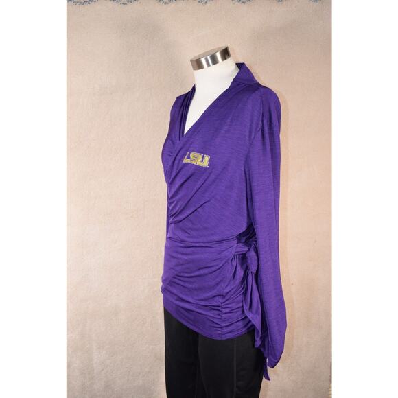 LSU Purple Wrap Open Cardigan Top Bling Blouse Glitter Rhinestones by Tail - Picture 2 of 10